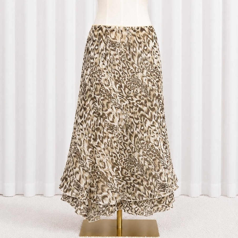 Y2K Animal Print Layered Midi Skirt